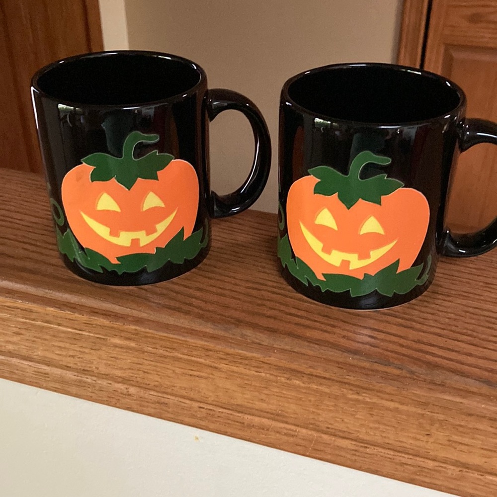 TWO Waechtersbach Halloween Pumpkin Jack O Lantern Coffee Mug Cup SPAIN